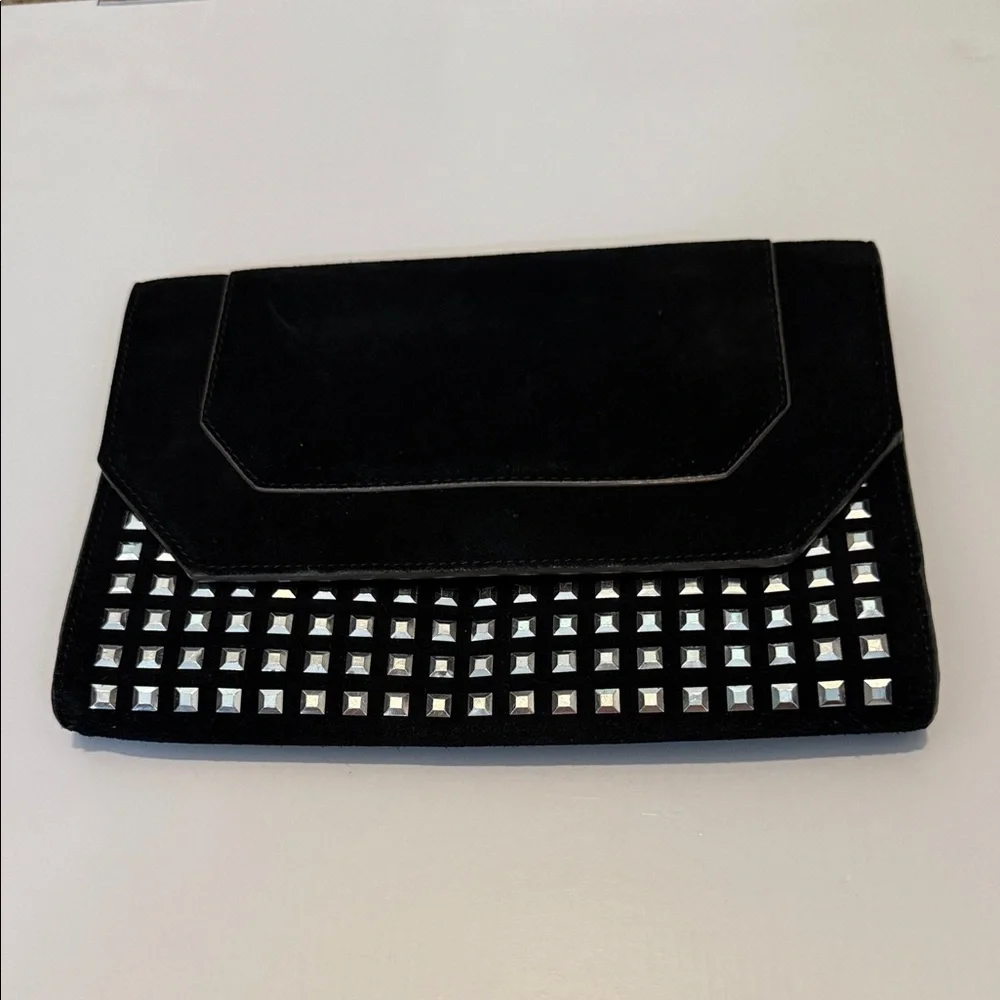 BCBGMaxAzria Black Clutch with Silver Accents